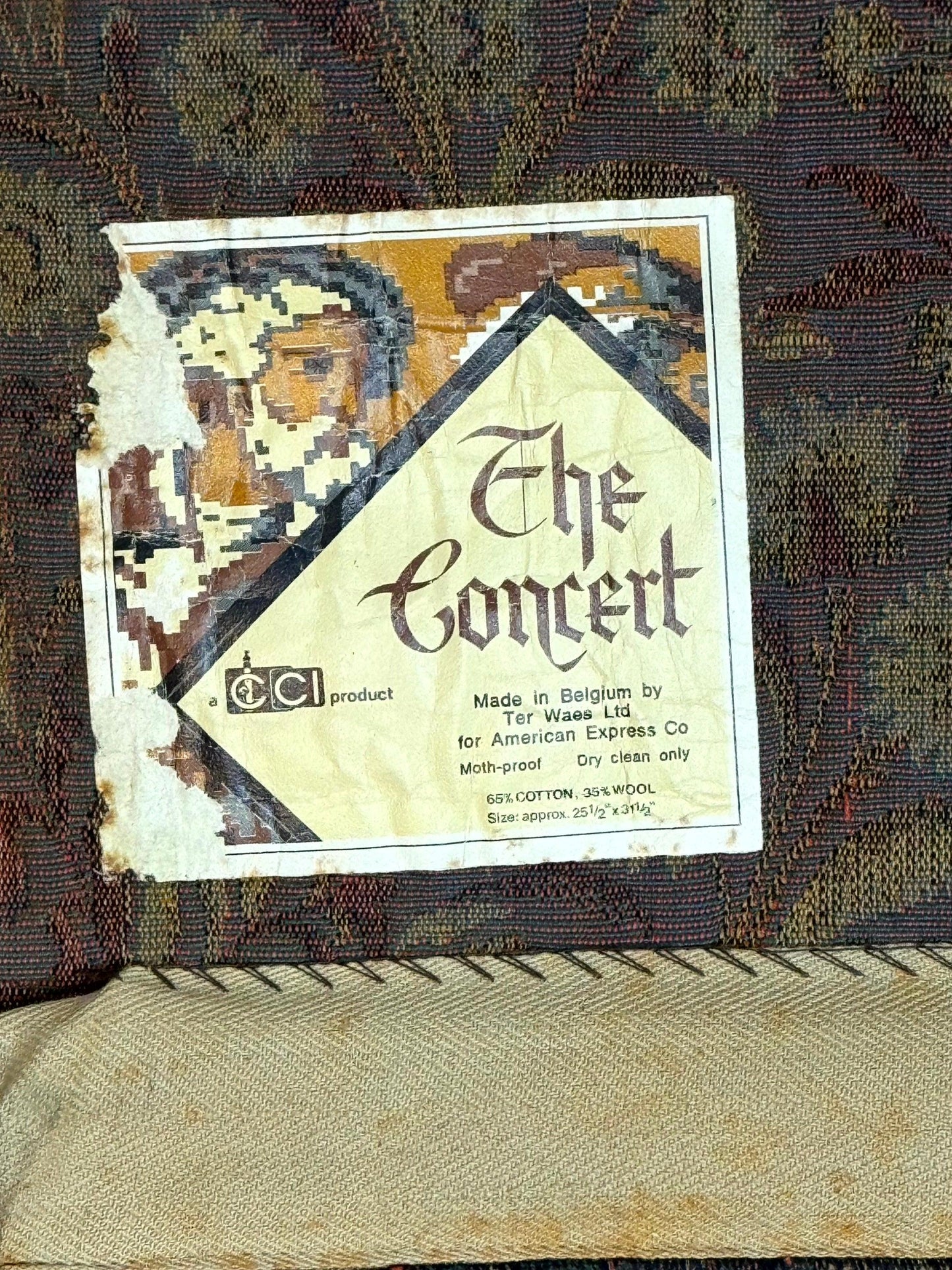 Belgian Tapestry 2x3 Vintage Flemish European Design Red Accents