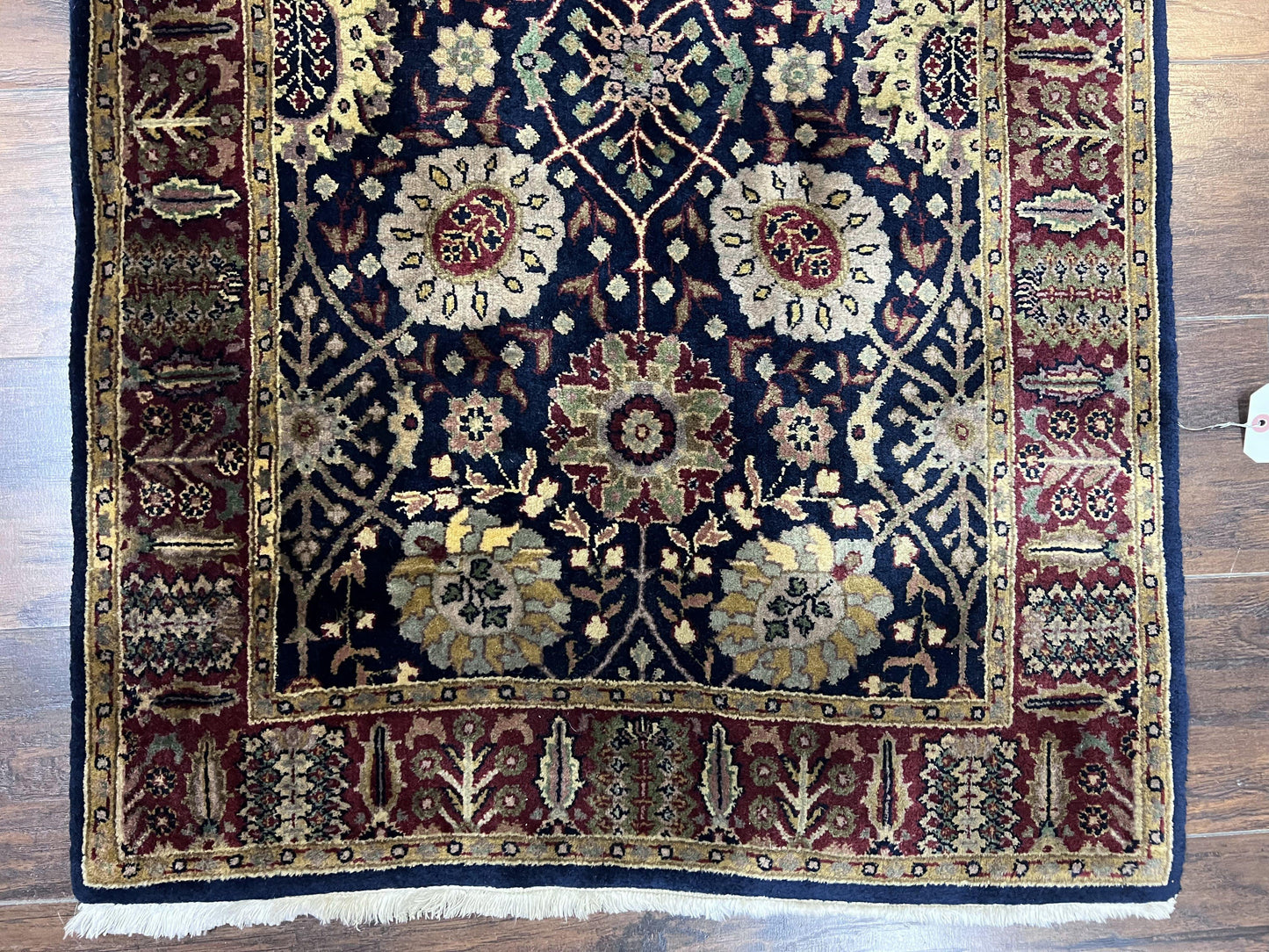 Indo Persian Wool Runner 2.8 x 18 Hand Knotted Vintage Floral Hallway Rug In Dark Blue Burgundy