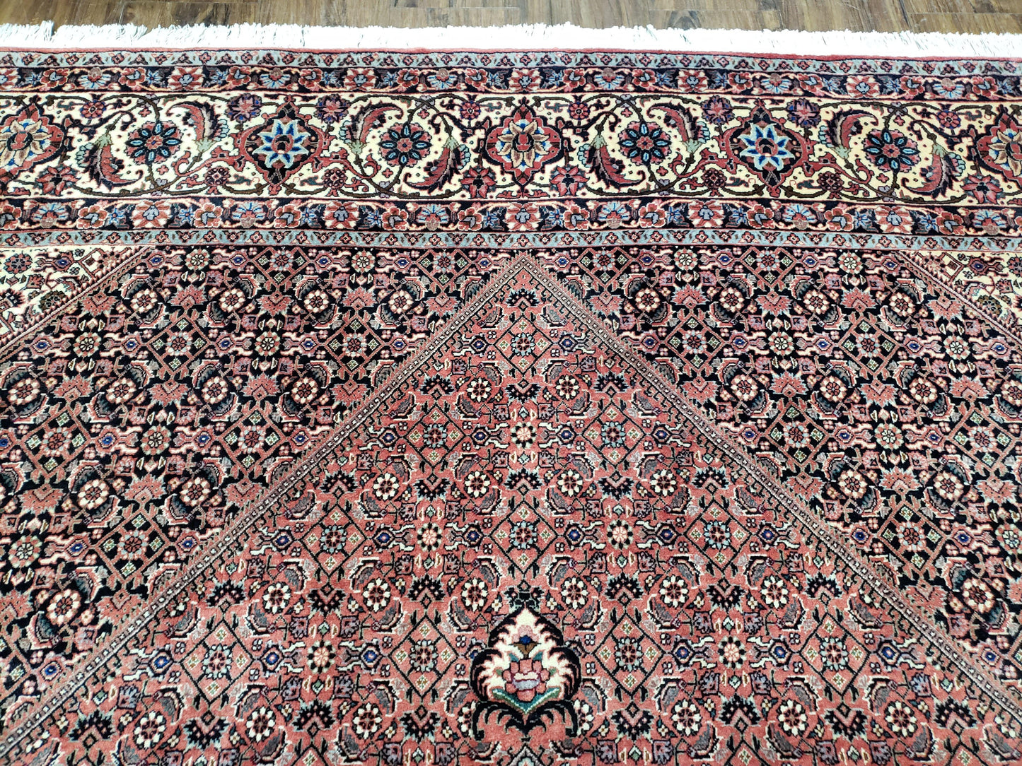 Persian Bijar Rug 8x11 With Herati Mahi Pattern Handwoven Wool