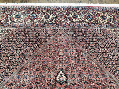 Persian Bijar Rug 8x11 With Herati Mahi Pattern Handwoven Wool