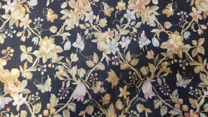 Vintage Needlepoint Rug 6x9 Butterflies Floral Design Wool Handcrafted