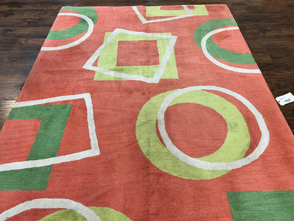 Abstract Rug 6x9 Modern Contemporary Area Rug Red Orange Green