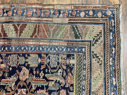 Caucasian Kalegy Rug 6x11 Hand Knotted Wool Runner Navy Blue Tribal Antique Carpet