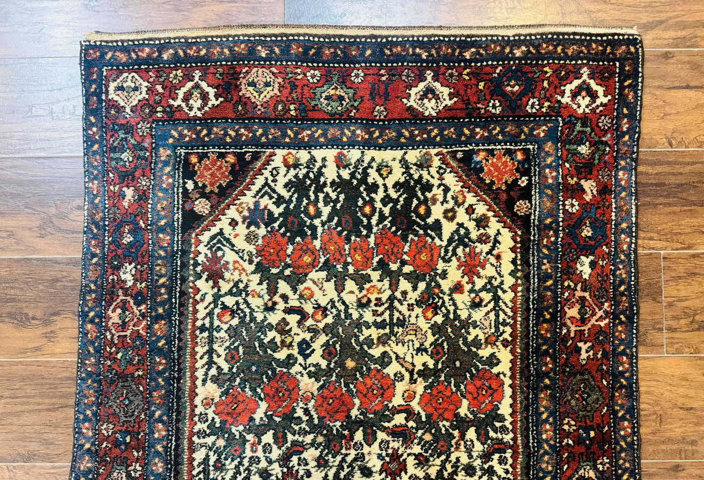 Persian Tribal Rug 3x5 Handmade Floral Roses Zanjan Antique Carpet