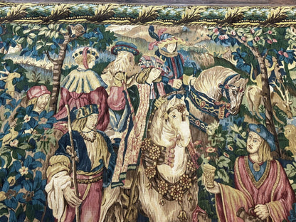 Vintage European Tapestry The Royal Hunt 5.5 x 8 Loomed Wool Cotton Wall Art