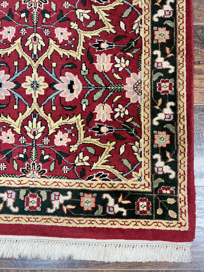 Indo Persian Runner Rug 2.6 X 10 Floral Hand Knotted Wool Hallway Red