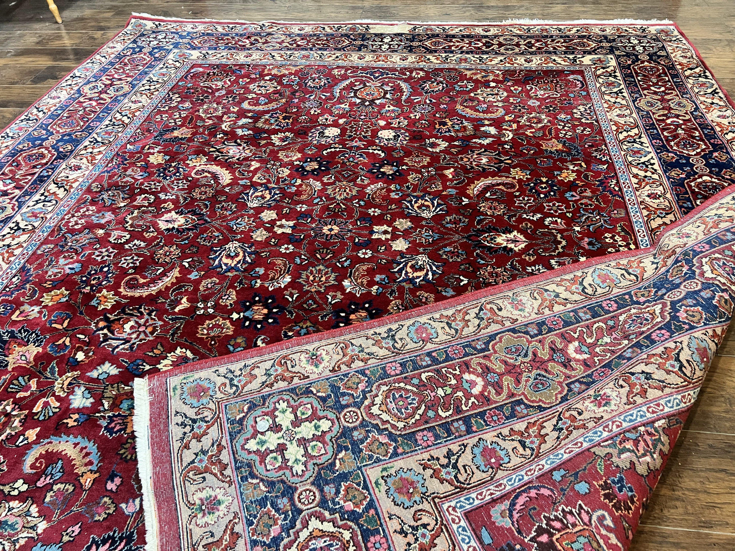 Persian Mashad Hand Knotted Wool Rug 8x10 Red Floral Allover Traditional