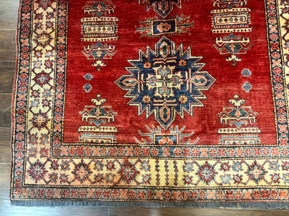 Turkish Rug Square 6x6 Handmade Azerbaijani Wool Geometric Carpet