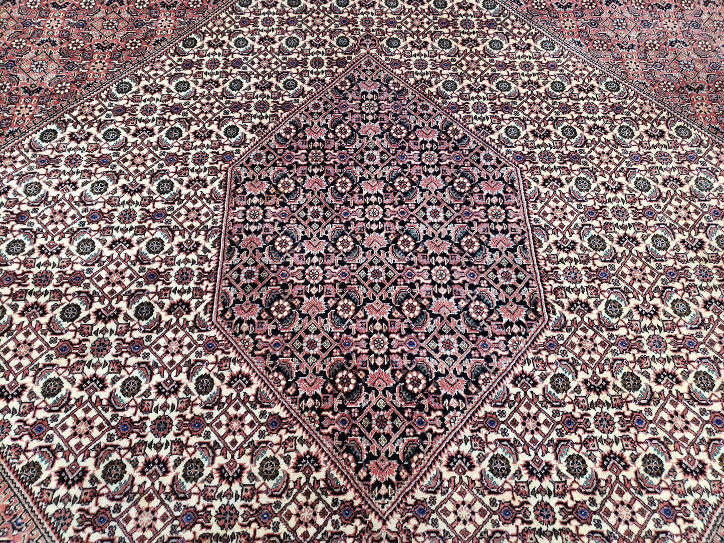 Persian Bijar Rug 8x11 With Herati Mahi Pattern Handwoven Wool