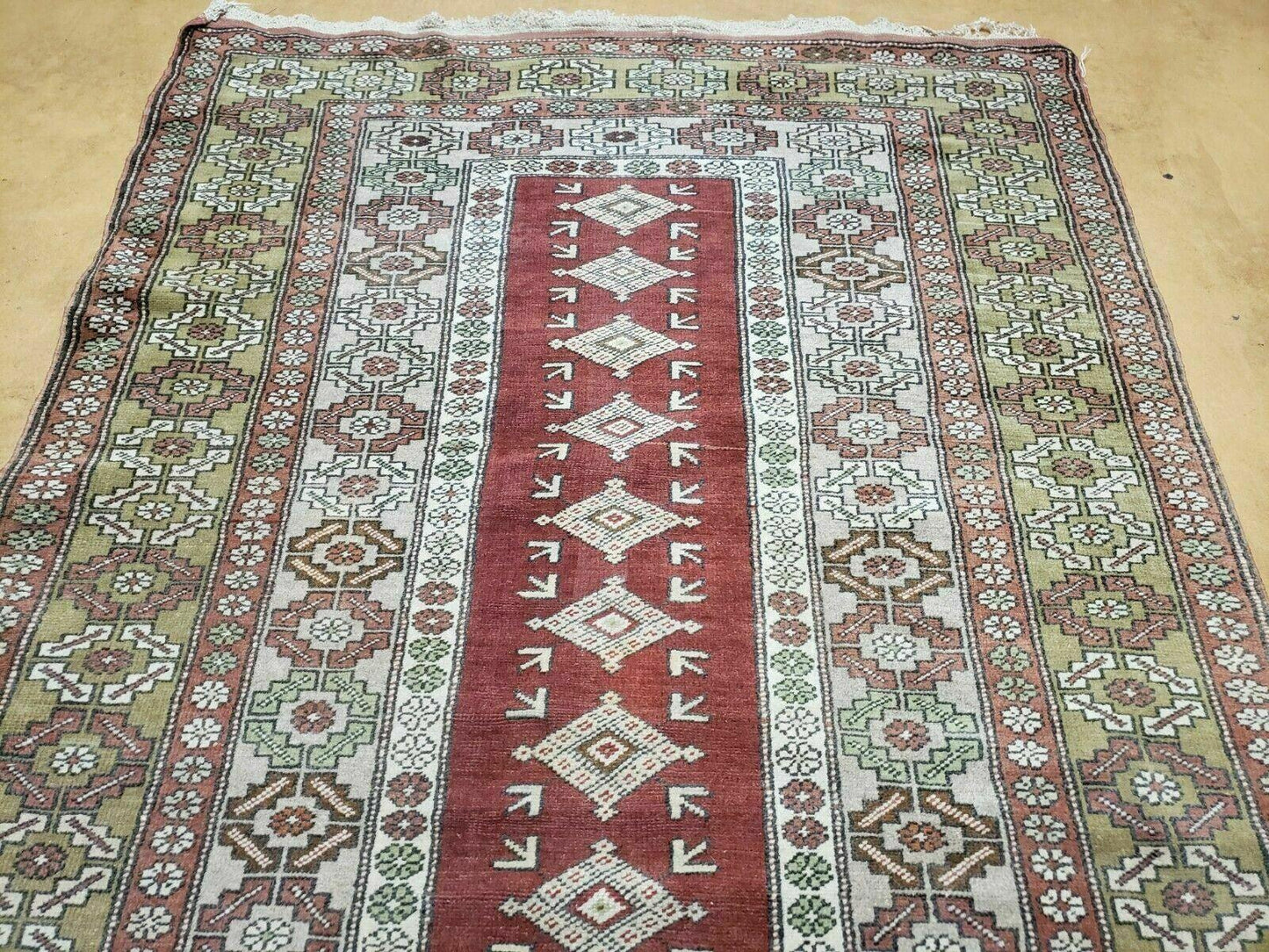 Antique Turkish Oushak Wool Rug Handmade 4 By 8 Feet 49 By 91 Inches