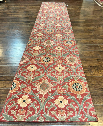 Runner Rug Floral Wool 3 x 14.7 Contemporary Power Loomed Hallway Rug