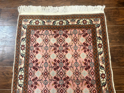 Turkish Sivas Rug 3x4 Pink Handmade Wool Vintage Kayseri Area Rug