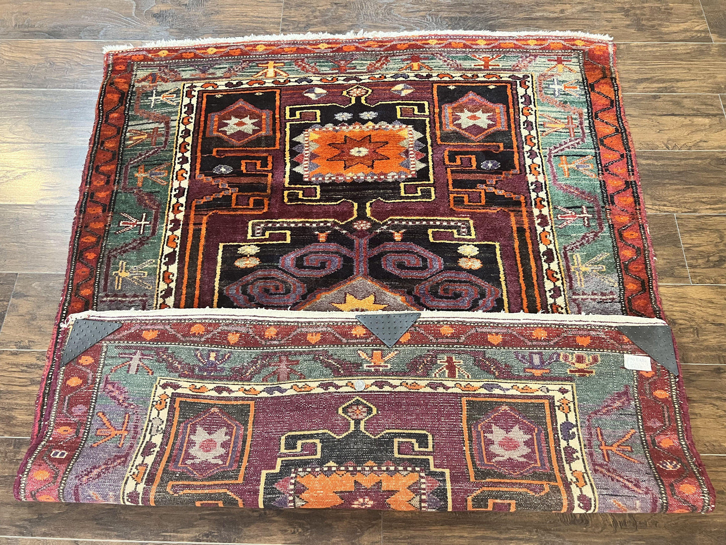 Persian Nahavand Tribal Rug 5x6 Handwoven Wool Geometric Vintage Carpet