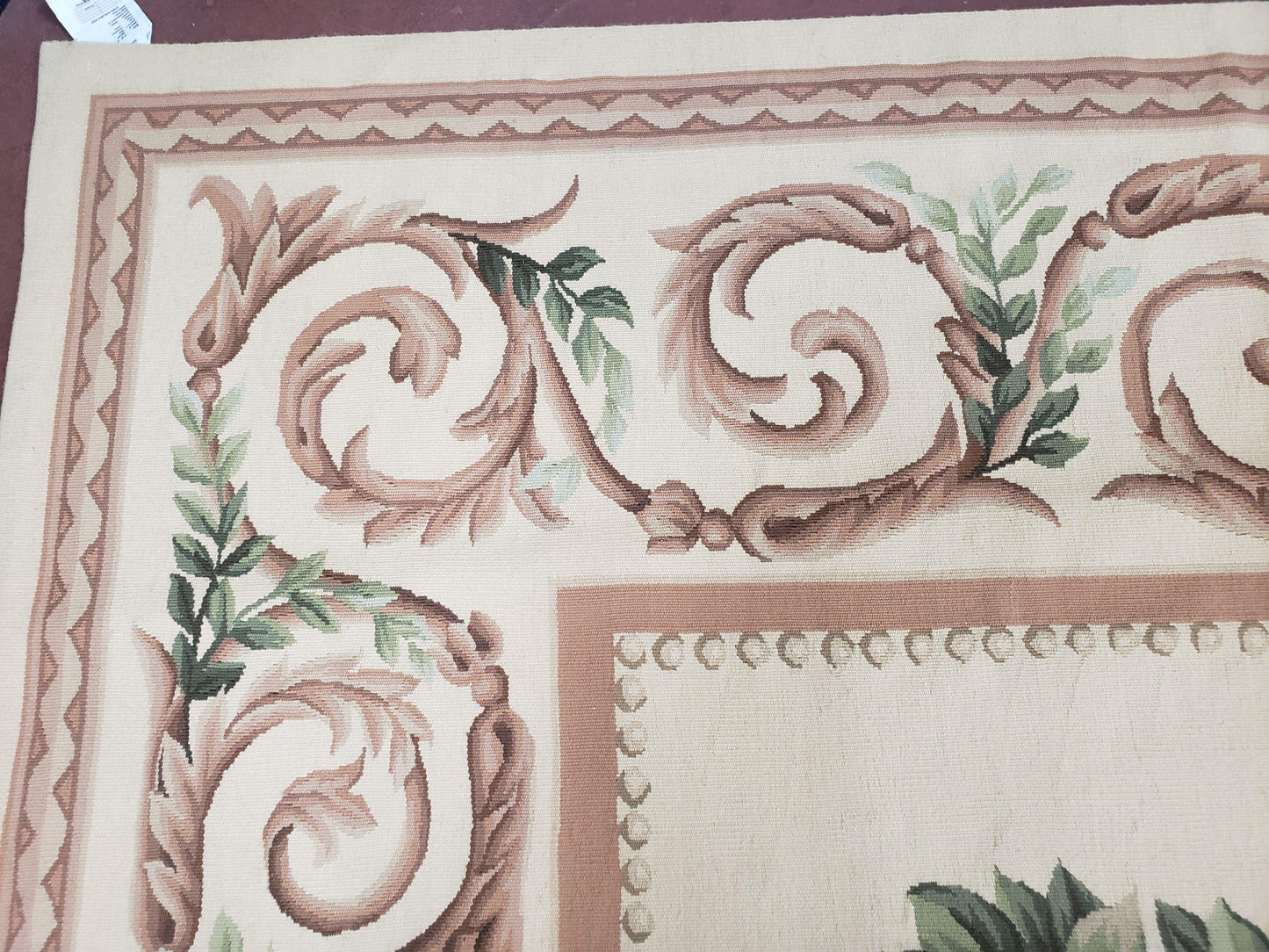 Aubusson Rug 10 X 14 Handwoven Wool Carpet Cream Ivory European Style