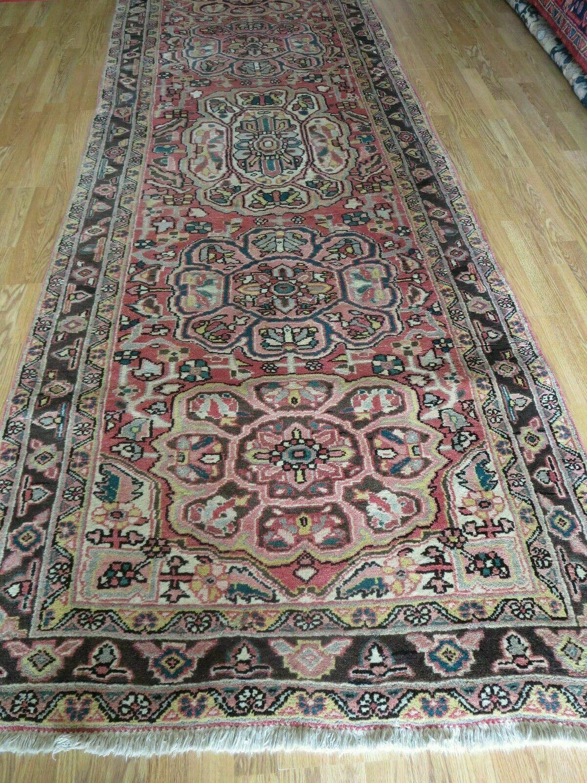Antique Handmade Turkish Wool Runner Rug 3 Ft 9 In By 10 Ft 6 In