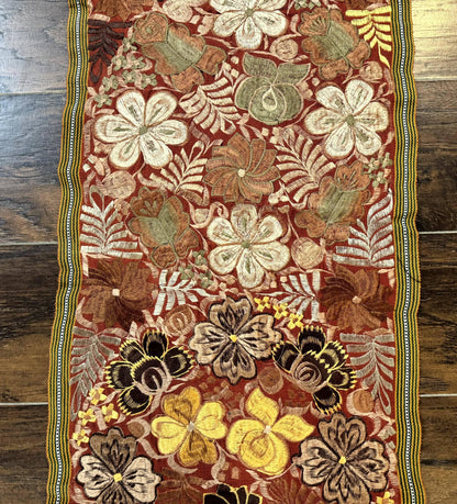 Vintage Table Runner 1.5 x 7.5 Wool Floral Loomed Decor for Home