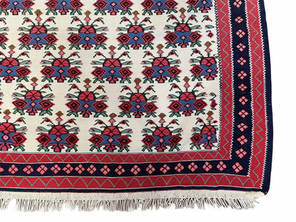 Vintage Kurdish Kilim Rug 3x5 Handwoven Heirloom Flatweave Collectible Beige