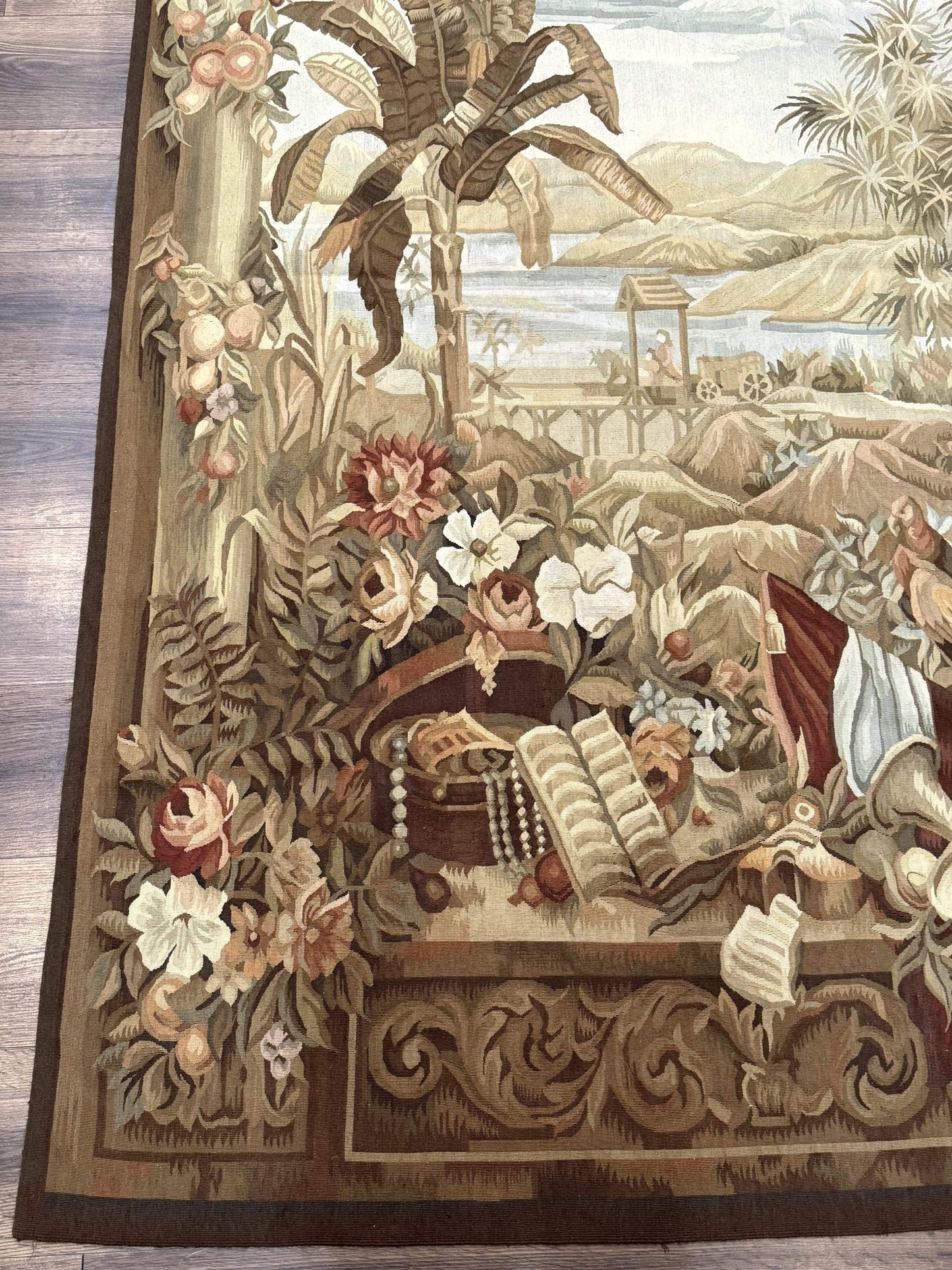 Aubusson Tapestry Wool French Handmade Vintage Wall Hanging 5x7