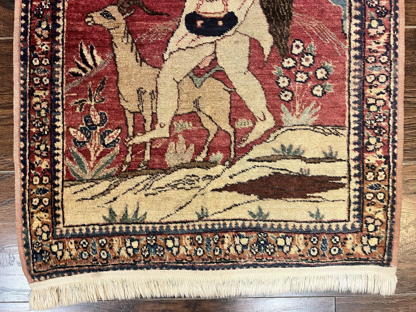 Antique Persian Kirman Rug Hand Knotted Wool Pictorial 2x2.5 Small Area Rug