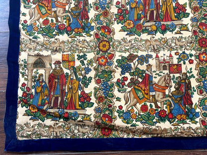 Medieval Tapestry Vintage European Cotton Wall Hanging 4x4 Hand Printed