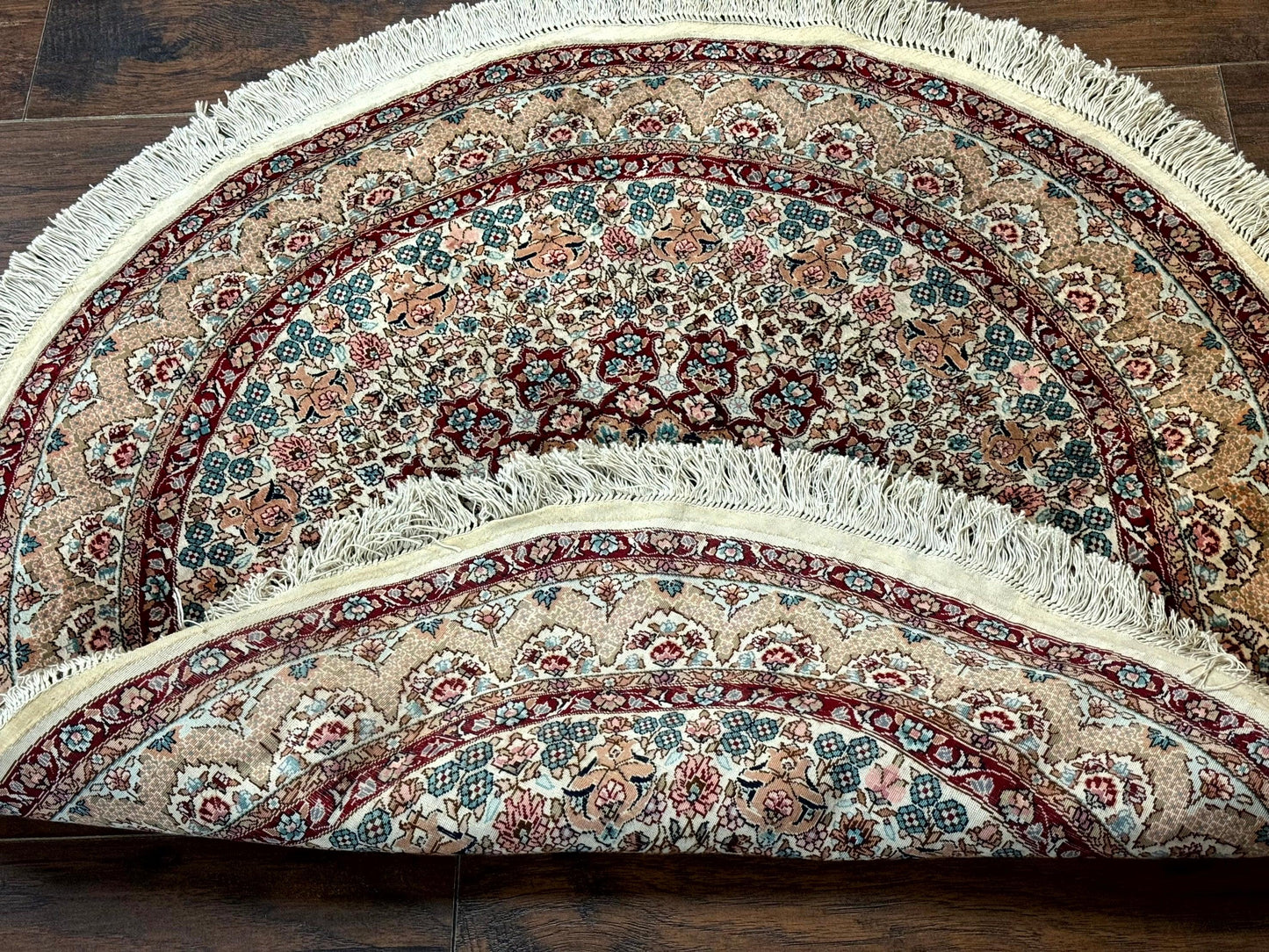 Round Silk Rug 3x3 Handmade Sino Persian Silk On Silk Carpet