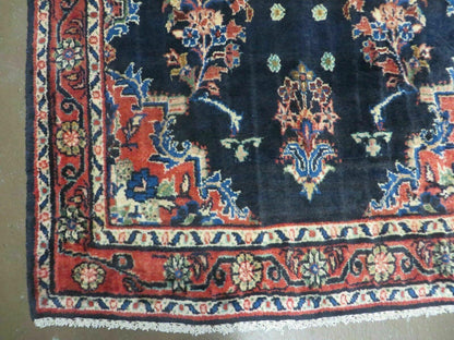 Persian Runner Rug 4x11 Navy Blue Antique Lilihan Hand Knotted Wool