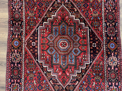 Persian Bidjar Rug 3x5 Ft Hand Knotted Wool Geometric Medallion Tribal Rug