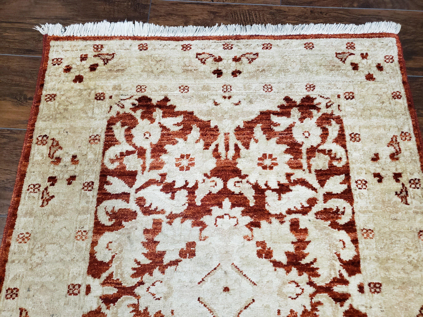 Runner Rug Peshawar Chobi 21 Ft Hallway Wool Handmade Maroon Beige Floral