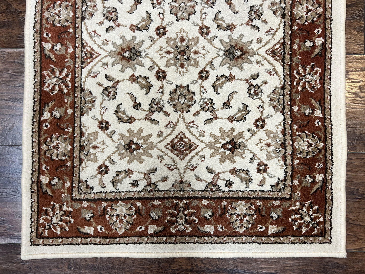 Runner Rug 2 X 7.6 Floral Allover Ivory And Rust Hallway Oriental Style