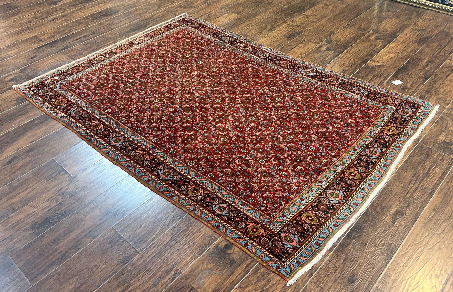 Antique Persian Bidjar Rug 5x7 Hand Knotted Wool Carpet With Herati Pattern