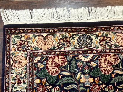 Persian Wool Rug Square 2.7x2.7 Handmade Floral Design Dark Green