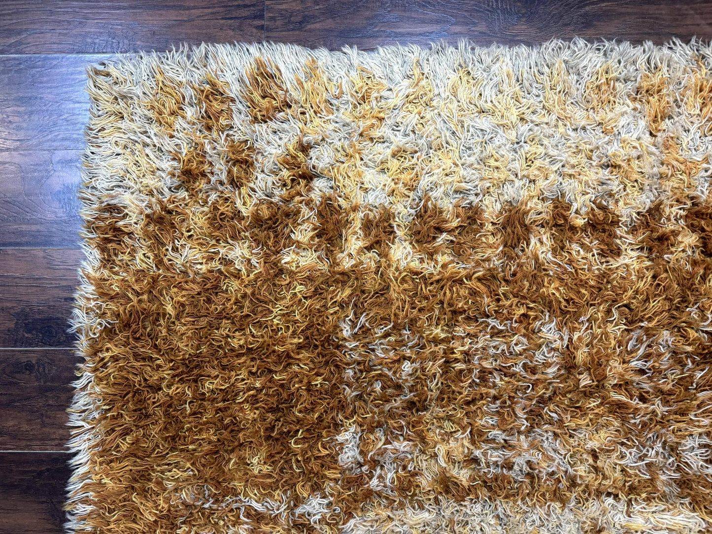 Vintage Rya Shag Rug 5.5 x 7.7 Feet Wool Area Rug for Living Room