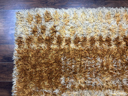 Vintage Rya Shag Rug 5.5 x 7.7 Feet Wool Area Rug for Living Room