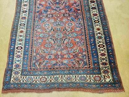 Antique Handmade Turkish Wool Rug Runner 3 Ft 8 In By 11 Ft Veg Dye Rust Red