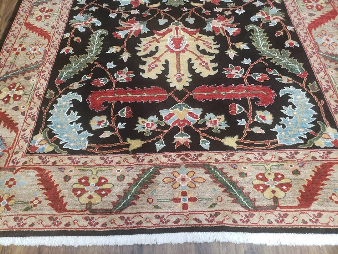 Peshawar Rug 6x9 Hand Knotted Wool Area Rug Black And Silver Oriental Carpet Handmade