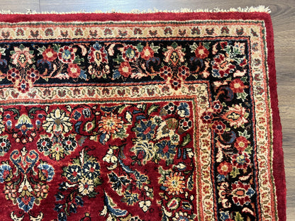 Rare Persian Rug Hand Knotted Wool 1920s Sarouk Antique Floral Allover Carpet
