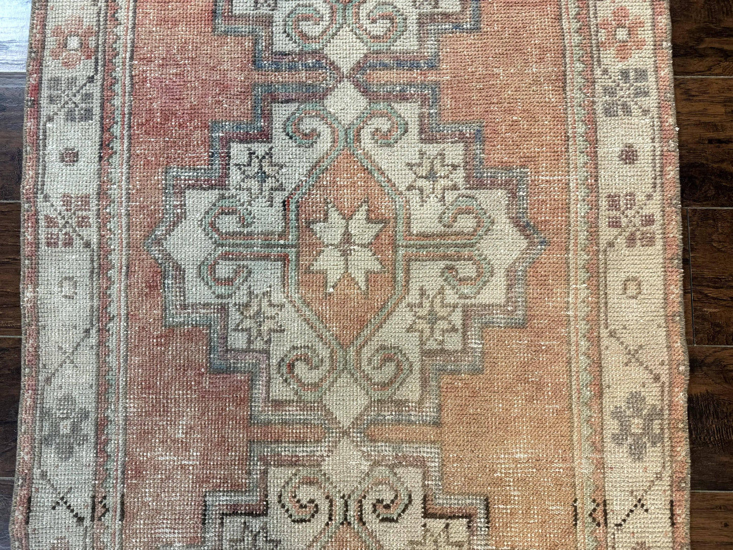 Antique Turkish Runner Rug Three By Nine Point Six Handmade Wool Geometric Vintage Farmhouse Style