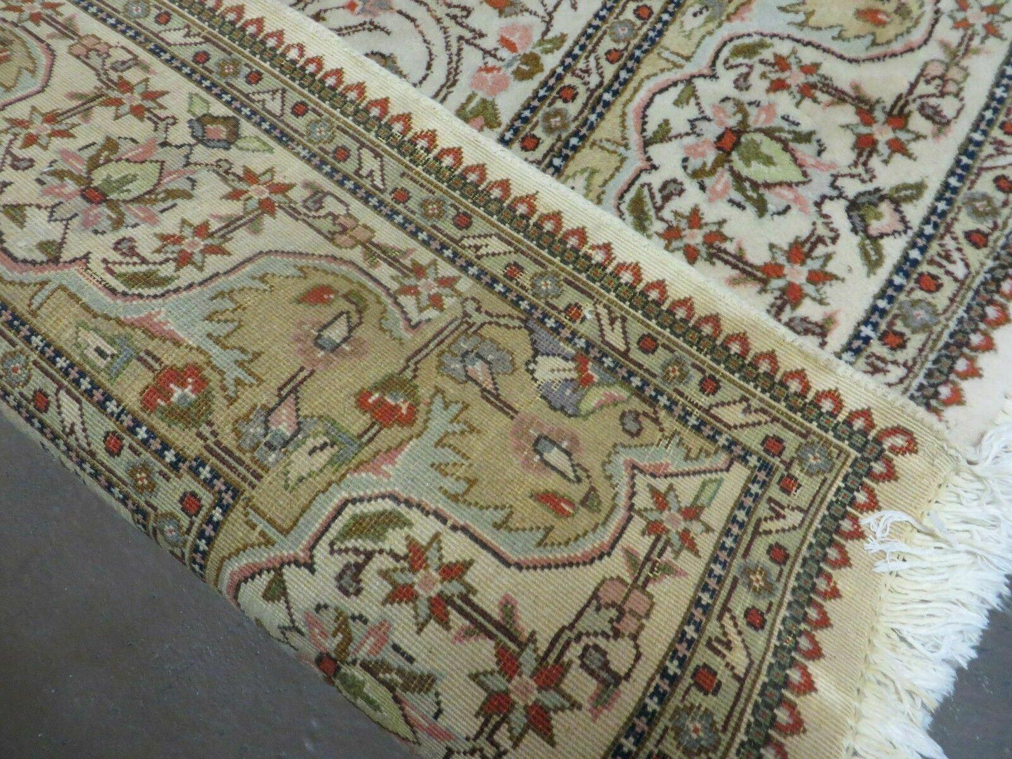Vintage Persian Tabriz Rug 9x12 Hand Knotted Wool Floral Medallion