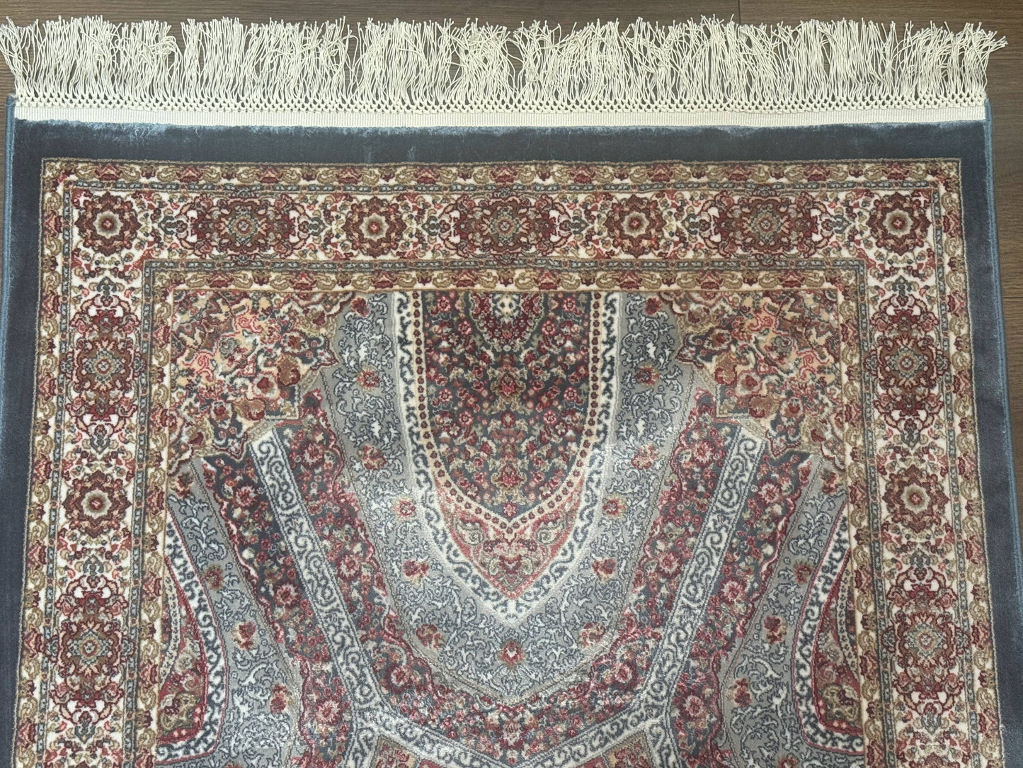 Turkish Silk Runner Rug 2.6 x 13 Blue Dome Design Bamboo Silk New