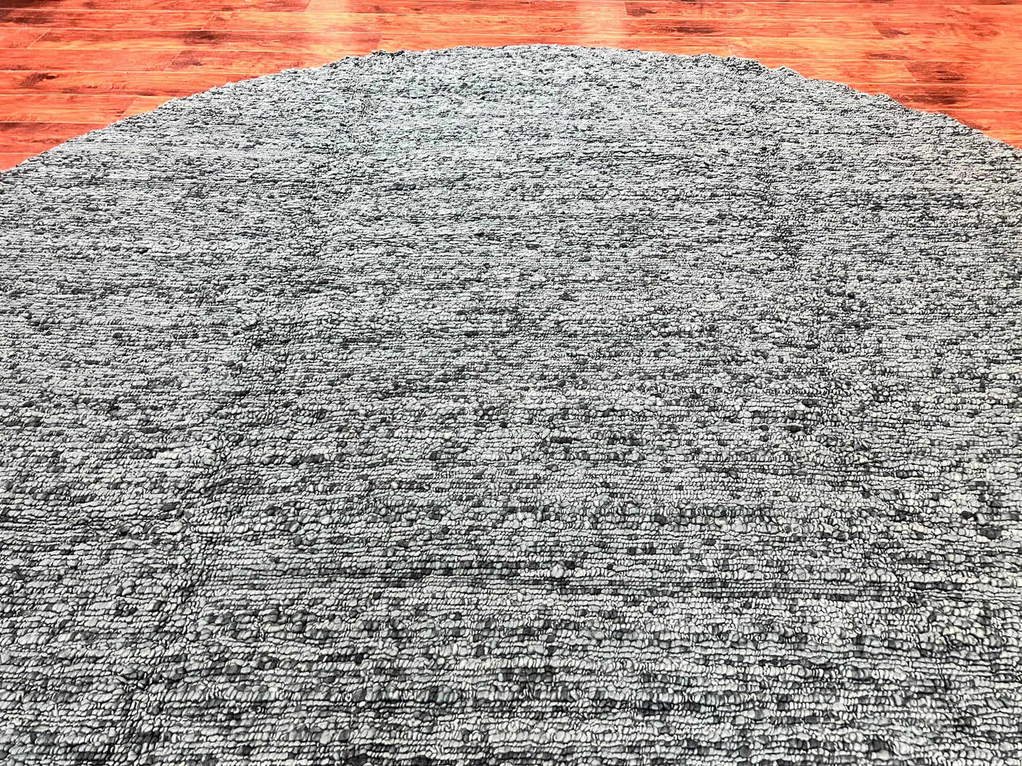 Round Indian Wool Rug Hand Knotted Teal Vintage Home Decor