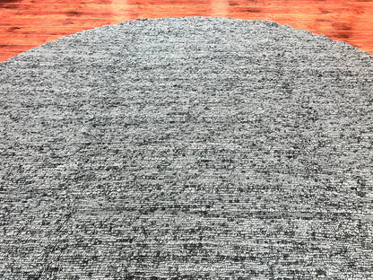 Round Indian Wool Rug Hand Knotted Teal Vintage Home Decor