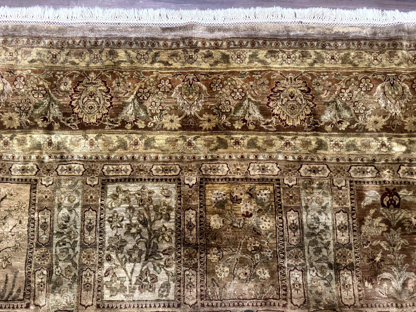 Indian Wool Rug 12x14 Hand Knotted Panel Design Traditional Indo Persian Palace Size