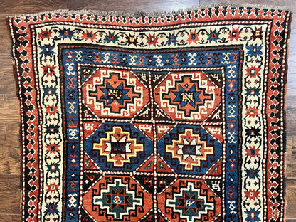 Antique Caucasian Kazak Runner Rug 4 X 9.5 Handmade Wool Hallway Carpet
