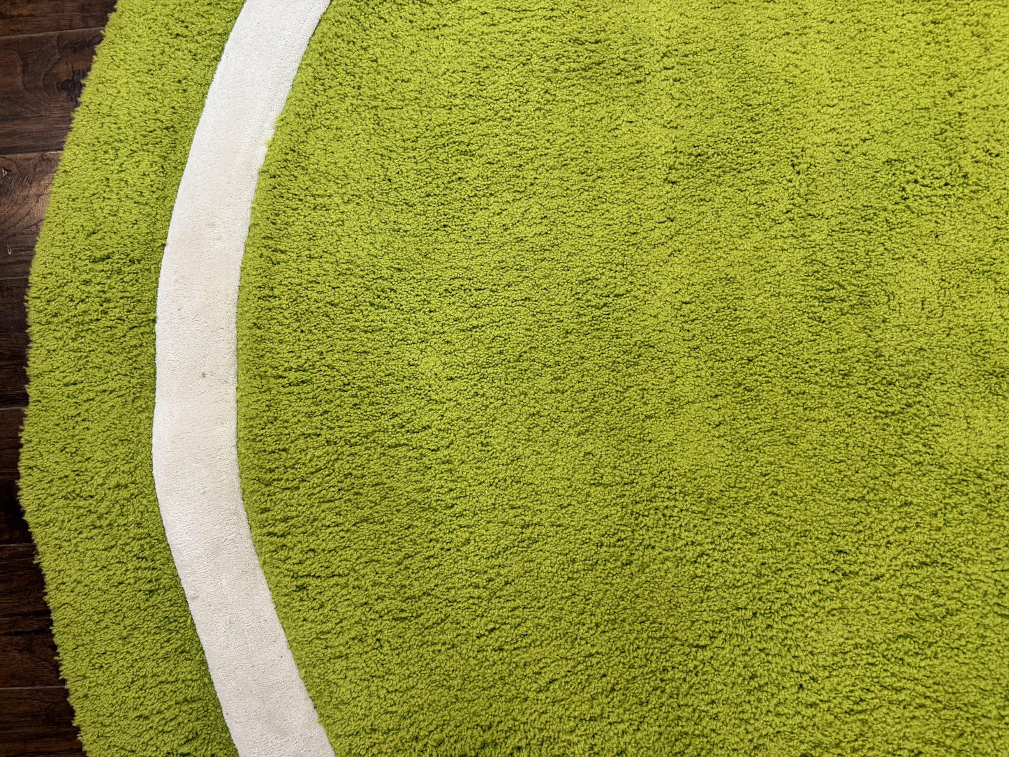 Vintage Lime Green Round Wool Rug 9x9 Hand Tufted Open Field