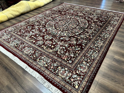 Persian Rug Burgundy 8x10 Hand Knotted Wool Floral Pak Carpet