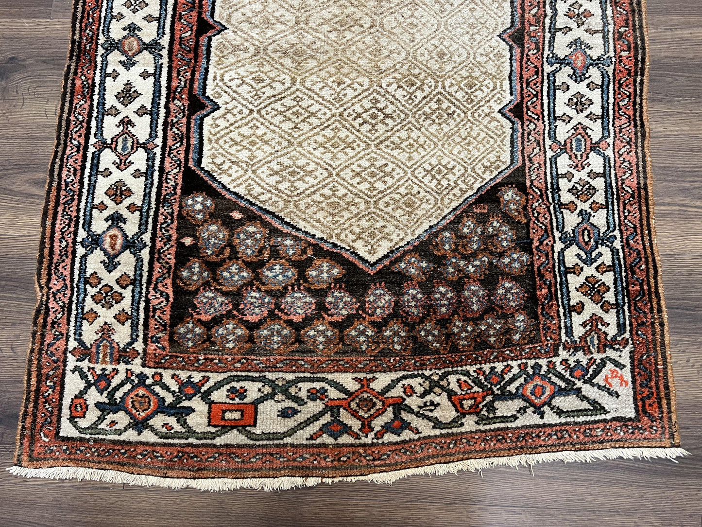 Persian Tribal Runner Rug Hand Knotted Wool Geometric Medallion 3.5 By 10 Sarab Serab Kalegy Carpet