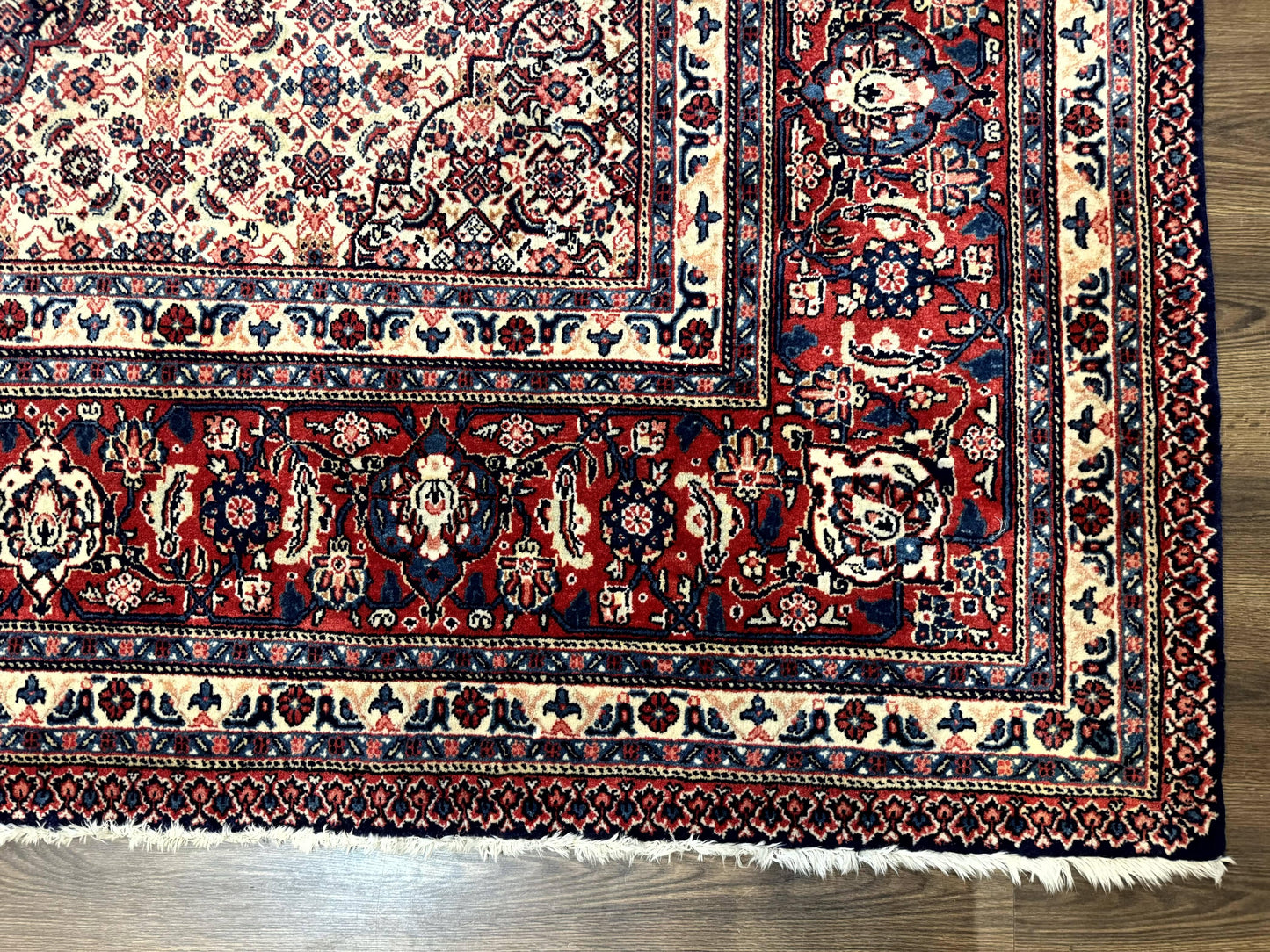 Persian Tabriz Rug 11x14 Navy Blue Herati Wool Carpet With Medallion