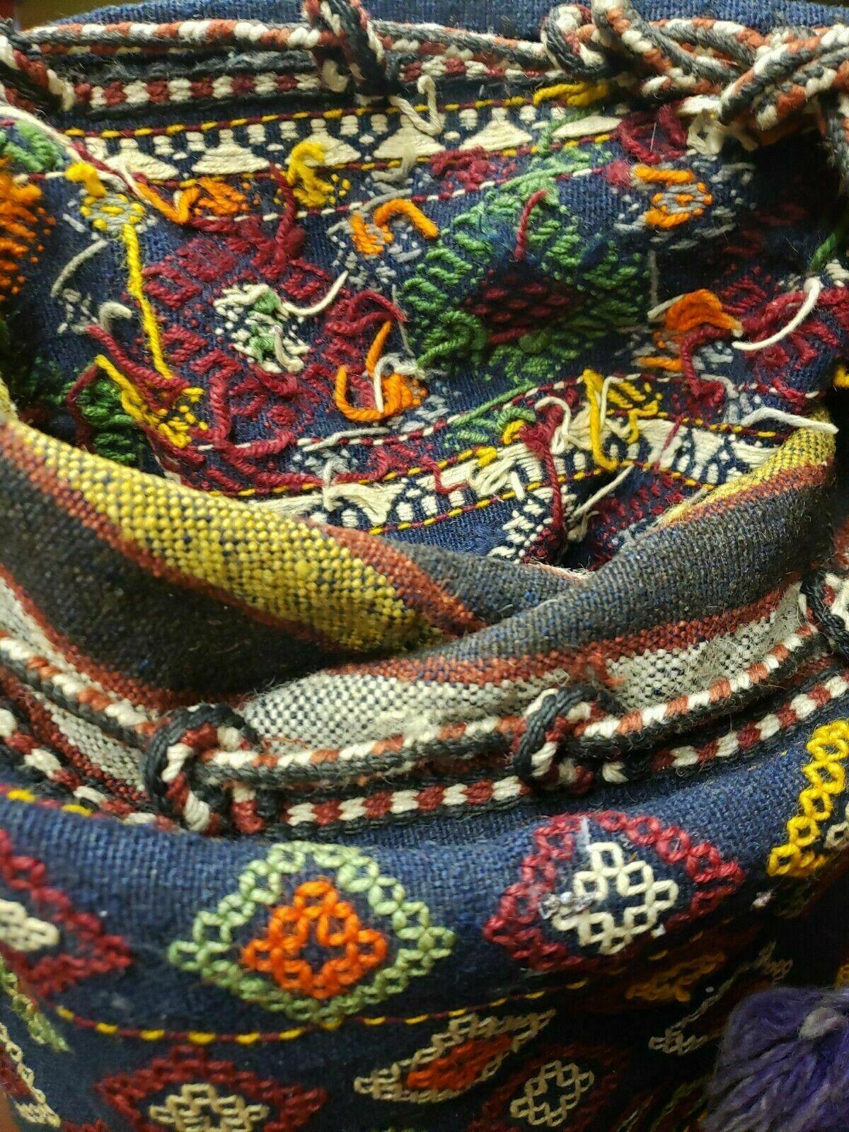 Turkish Kilim Wool Rug Double Saddle Bag Khorjin Handmade 1980s Vintage