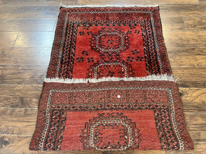Afghan Rug 3x6 Handmade Wool Semi Antique Tribal Red Beshir Carpet