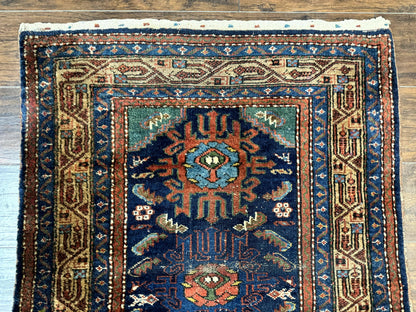 Antique Persian Runner Rug Sarab 3x17 Blue Handmade Wool Hallway Carpet